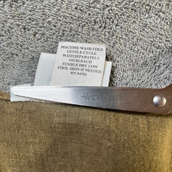 Hot Cotton Blouse Womens Medium Green Linen Button Front Minimalist Lagenlook - Picture 7 of 9